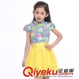 夏款 童裙 女童連衣裙夏 2015新款兒童唐裝青花瓷連衣裙小童禮服原始圖片3