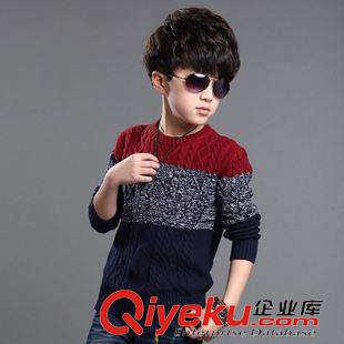 毛衣 男童2015春秋款針織線衫中大童時尚拼色毛衣羊毛衫外套