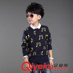毛衣 2015秋季新款中大童音符圖案毛衣男童潮款 一件代發