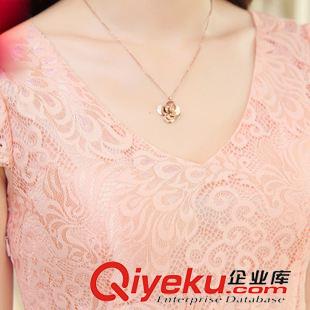 tj T恤 連衣裙 新款韓版修身淑女連衣裙中長(zhǎng)款蕾絲雪紡連衣裙