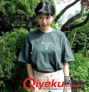 特價 T恤 連衣裙 韓國原宿風簡約百搭字母刺繡學生寬松圓領短袖t恤上衣女原始圖片3