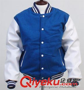 棒球夾克(baseball Jackets) 2015{zlx}款運(yùn)動(dòng)夾克   羊毛呢PU袖子男式棒球夾克原始圖片2