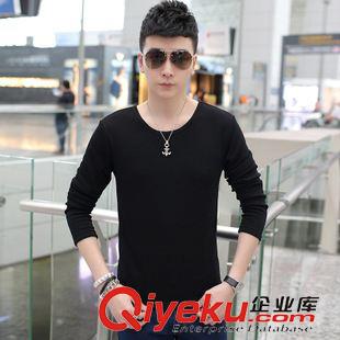 長(zhǎng)袖t恤 2015秋裝新款韓版圓領(lǐng)純棉t恤長(zhǎng)袖 時(shí)尚g(shù)d不起球男式T恤批發(fā)潮
