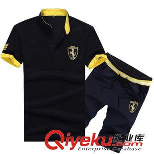 短袖運動套裝 2015夏季新款男士時尚短袖立領短褲休閑套裝 短袖T恤短褲批發(fā)原始圖片3