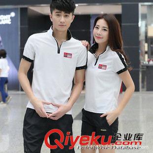 情侶套裝 2015夏季新款情侶套裝運動服男士運動套裝男女休閑短袖女薄T恤原始圖片3