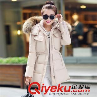 羽絨棉服 實(shí)拍2015新款韓版修身羽絨服女連帽大毛領(lǐng)氣質(zhì)中長款大碼女裝原始圖片2