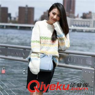 毛衣 9035#新款高圓圓明星同款彩虹寬松中長款套頭毛衣女秋外套