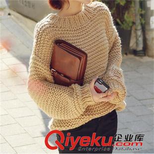 毛衣 971#棒針粗毛線(xiàn)加厚麻花套頭毛衣外套女寬松韓國(guó)秋冬新款原始圖片2