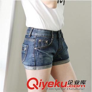 半身裙 短褲 影視韓模實拍款春夏百搭簡版黑色牛仔短褲女顯瘦 翻邊時尚原始圖片2
