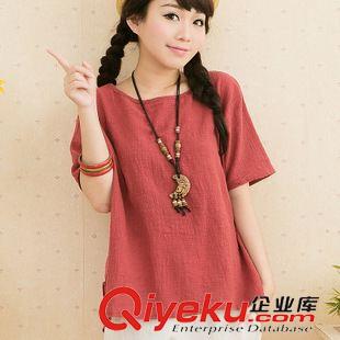 大碼女裝 原創(chuàng)民族風(fēng)棉麻女裝大碼t恤上衣2015夏裝新款阿里巴巴地攤貨源網(wǎng)原始圖片2