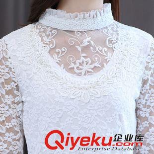雪紡蕾絲衫 長(zhǎng)袖蕾絲打底衫 2015秋裝新款韓版女裝 花邊立領(lǐng)釘珠長(zhǎng)袖蕾絲衫女原始圖片3
