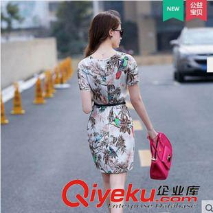 長袖連衣裙 外貿(mào)批發(fā)夏季新款gd真絲連衣裙女短袖韓版修身碎花復(fù)古連衣裙原始圖片3