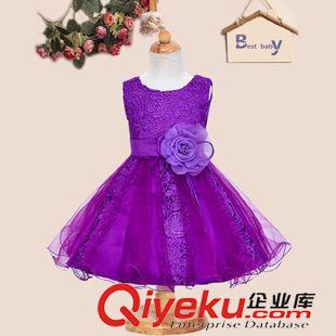 本店高品質童禮服 新款兒童連衣裙 無袖蕾絲公主禮服裙花朵腰精美刺繡網紗演出服