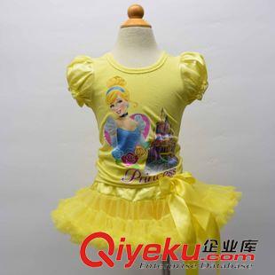 tutu dress 批發(fā)迪斯尼公主舞蹈裙 短袖T恤+蓬蓬半身裙套裝女童兩件套裙童裝