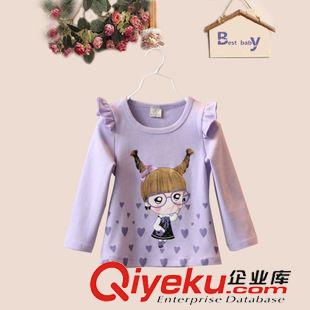 Polo男女童T桖 運動款 一件代發(fā) 女童純棉荷葉邊T桖秋冬長袖卡通圖案打底衫羊毛拉架上衣原始圖片3