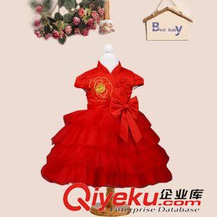 八月新品現(xiàn)貨 整手女童早秋童禮服 時尚短袖刺繡旗袍蝴蝶結(jié)網(wǎng)紗禮服 gd演出服