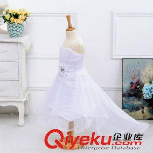 八月新品現貨 整手批發 現貨女童連衣裙花童網紗婚紗裙大花朵吊帶拖尾禮服裙童原始圖片3