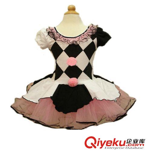 八月新品現貨 整手童裙 歐美小丑圣誕表演服黑白格子舞蹈裙節日演出服 配送頭飾原始圖片3