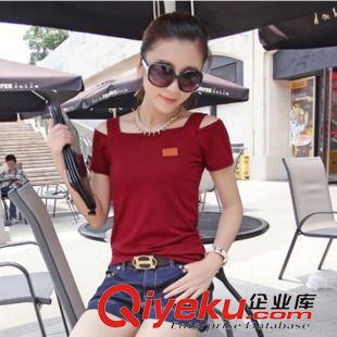 4月1號新品 夏裝新款女裝 韓版時(shí)尚潮款露肩顯瘦修身百搭短袖t恤 批發(fā)