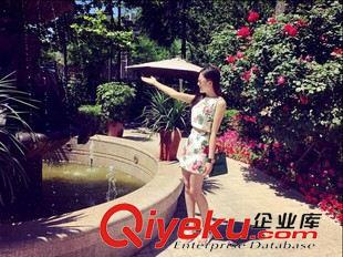 2015年秋季新品套裝 現(xiàn)貨 夏威夷沙灘露臍高腰短裙花色小A裙分體套裝原始圖片2