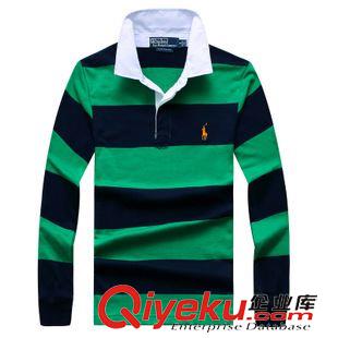 polo品牌 外貿(mào)爆款男裝條紋長袖polo衫廠家直銷純棉衛(wèi)衣仔條紋T恤訂做批發(fā)原始圖片3