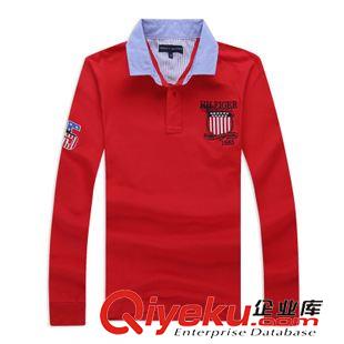 tommy品牌 訂做批發(fā)男裝刺繡全棉外貿(mào)polo衫男士時(shí)尚純色翻頂長袖品牌T恤衫