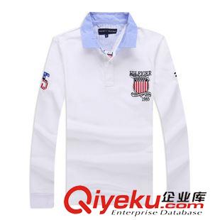 tommy品牌 訂做批發(fā)男裝刺繡全棉外貿(mào)polo衫男士時(shí)尚純色翻頂長袖品牌T恤衫