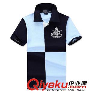 POLO品牌 2015夏季新品男式T恤短袖拼條純色翻頂polo衫dp批發(fā)一件代發(fā)潮