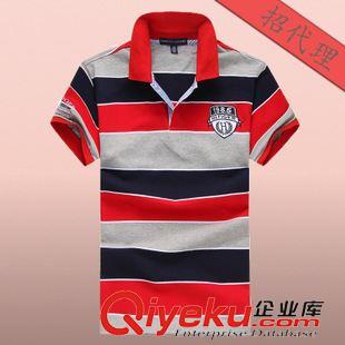 tommy品牌 2015夏季新款男士條紋短袖翻頂T恤外貿(mào)原單出口polo衫男一件代發(fā)
