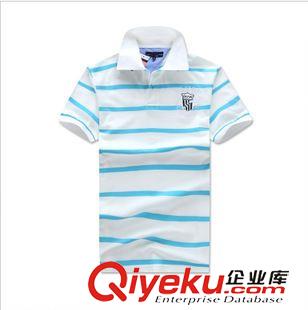 tommy品牌 夏季新款純棉運動翻領短袖T恤中年男裝外貿(mào)批發(fā) 男士條紋polo杉