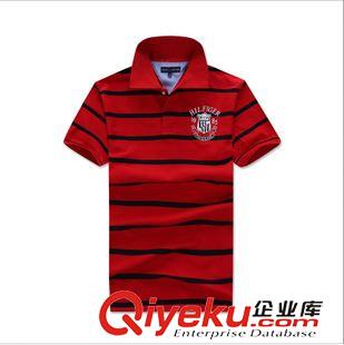 tommy品牌 夏季新款純棉運動翻領短袖T恤中年男裝外貿(mào)批發(fā) 男士條紋polo杉