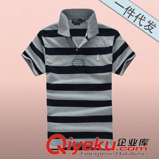 條紋專區(qū) 2015新品潮男夏季條紋短袖T恤條紋時(shí)尚男裝翻領(lǐng)polo杉一件代發(fā)