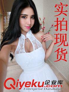夜店裝 2015現貨新款性感夜店旗袍時尚掛脖露背蕾絲網紗蓬蓬連衣裙原始圖片3