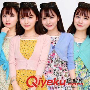 6月份 淘寶貨源2015女裝韓版短款空調(diào)衫針織衫女開衫小外套薄款防曬衫