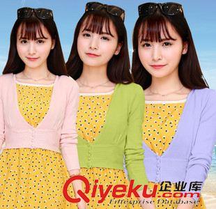 6月份 淘寶貨源2015女裝韓版短款空調(diào)衫針織衫女開衫小外套薄款防曬衫原始圖片2