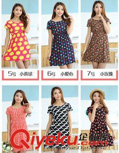 6月份 淘寶熱賣(mài)2015夏裝新款韓版花色圓領(lǐng)氣質(zhì)修身打底連衣裙 地?cái)傌浽丛紙D片2