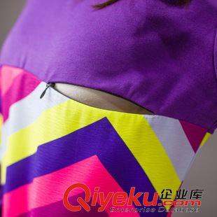 女式孕婦裝 2015春秋季新款孕婦裝寬松哺乳衣時(shí)尚拼接外出喂奶衣連衣裙原始圖片3
