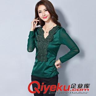 9月份 2015秋裝新款韓版修身女裝大碼網紗顯瘦百搭打底衫，一件代發(fā)原始圖片3