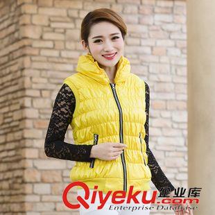 女裝羽絨服馬甲 2015冬季韓版修身拼接金邊馬甲 短款羽絨服棉衣馬甲原始圖片3