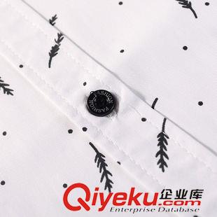 男裝長(zhǎng)袖襯衫 2015時(shí)尚韓版碎花羽毛圖案襯衫長(zhǎng)袖潮流男裝襯衫修身印花襯衣原始圖片3