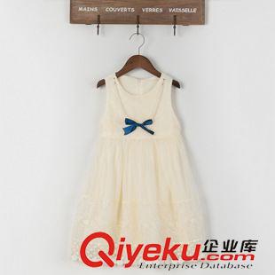 連衣裙 2015新款女童連衣裙時(shí)尚純色鏤空高品質(zhì)大擺短袖蝴蝶結(jié)蕾絲公主裙