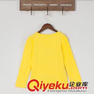 T恤 定制款2015秋冬新款童裝休閑長袖動物純色口袋中長款女童長t恤