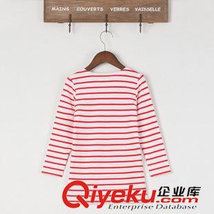 T恤 2015定制款秋冬時尚童裝套頭中長款條紋圓領棉動漫可愛女童t恤