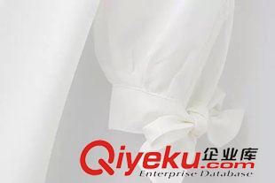 襯衣 加油吧實(shí)習(xí)生趙麗穎同款白色V領(lǐng)蝴蝶結(jié)秋裝新款花瓣9分袖襯衫襯衣原始圖片3