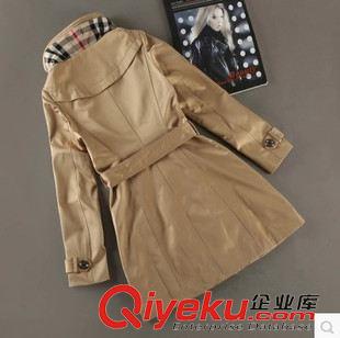 2015秋季新款 2015新款歐美dp英倫品牌女士雙排扣gd女裝修身格子里風衣外套原始圖片2