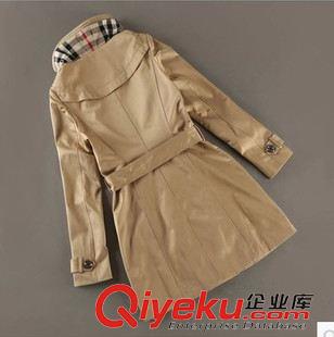 2015秋季新款 2015新款歐美dp英倫品牌女士雙排扣gd女裝修身格子里風衣外套原始圖片3
