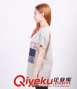 服裝系列（清倉區(qū)） 2014新款原創(chuàng)民族風(fēng)復(fù)古條紋女裝棉麻襯衫短袖休閑T恤上衣襯衣原始圖片2
