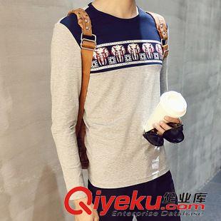 8.21長袖T恤-10款上新 2015秋裝新款 男士時尚印花長袖t恤男潮韓版修身圓領T恤打底衫男