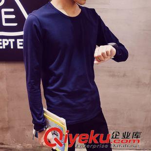 8.21長袖T恤-10款上新 2015秋新款純色純棉修身男士長袖t恤男上衣韓版圓領男打底衫t恤男原始圖片2