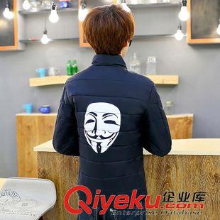 棉衣棉服 2015加厚保暖男士棉衣 韓版立領(lǐng)修身休閑棉襖男臉譜印花外套男潮原始圖片2